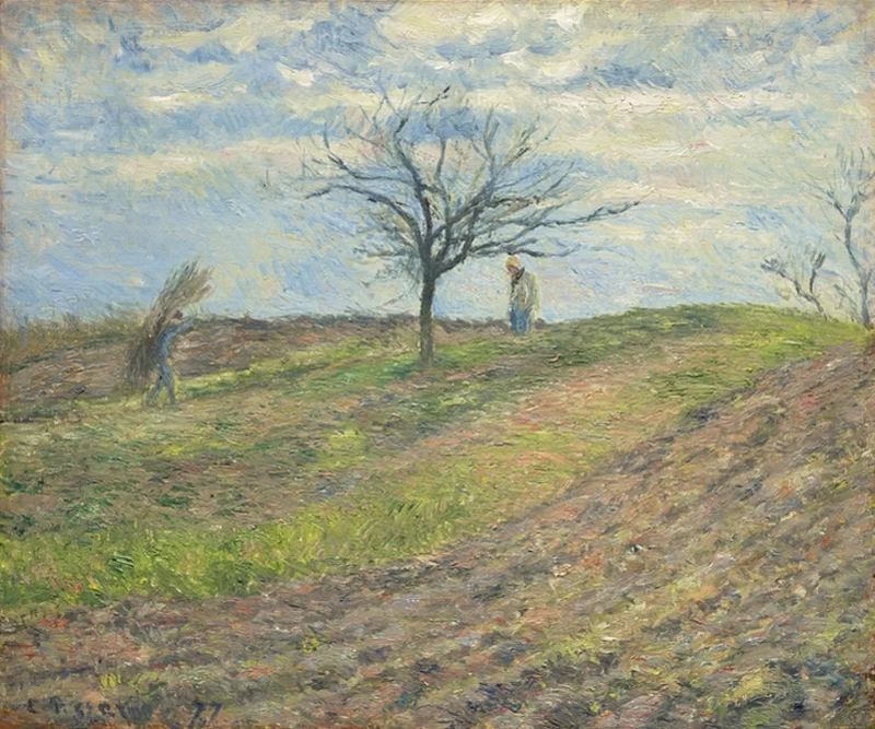 Terreno arato in inverno, con un uomo che trasporta un fascio di legna - Art Institute of Chicago